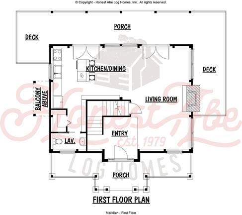 meridian log home floor plan by Honest Abe